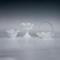 3pc Fenton Glass Tableware, Silver Crest