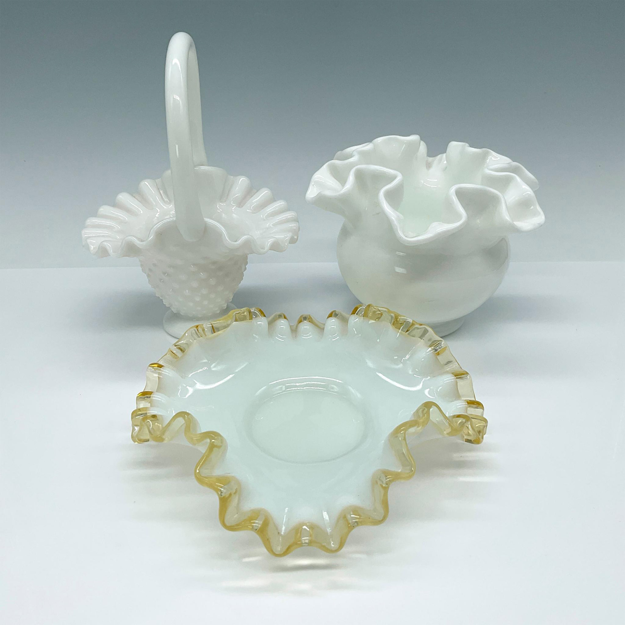 3pc Fenton Milk Glass Grouping