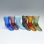 6pc Vintage Fenton Color Glass Boots
