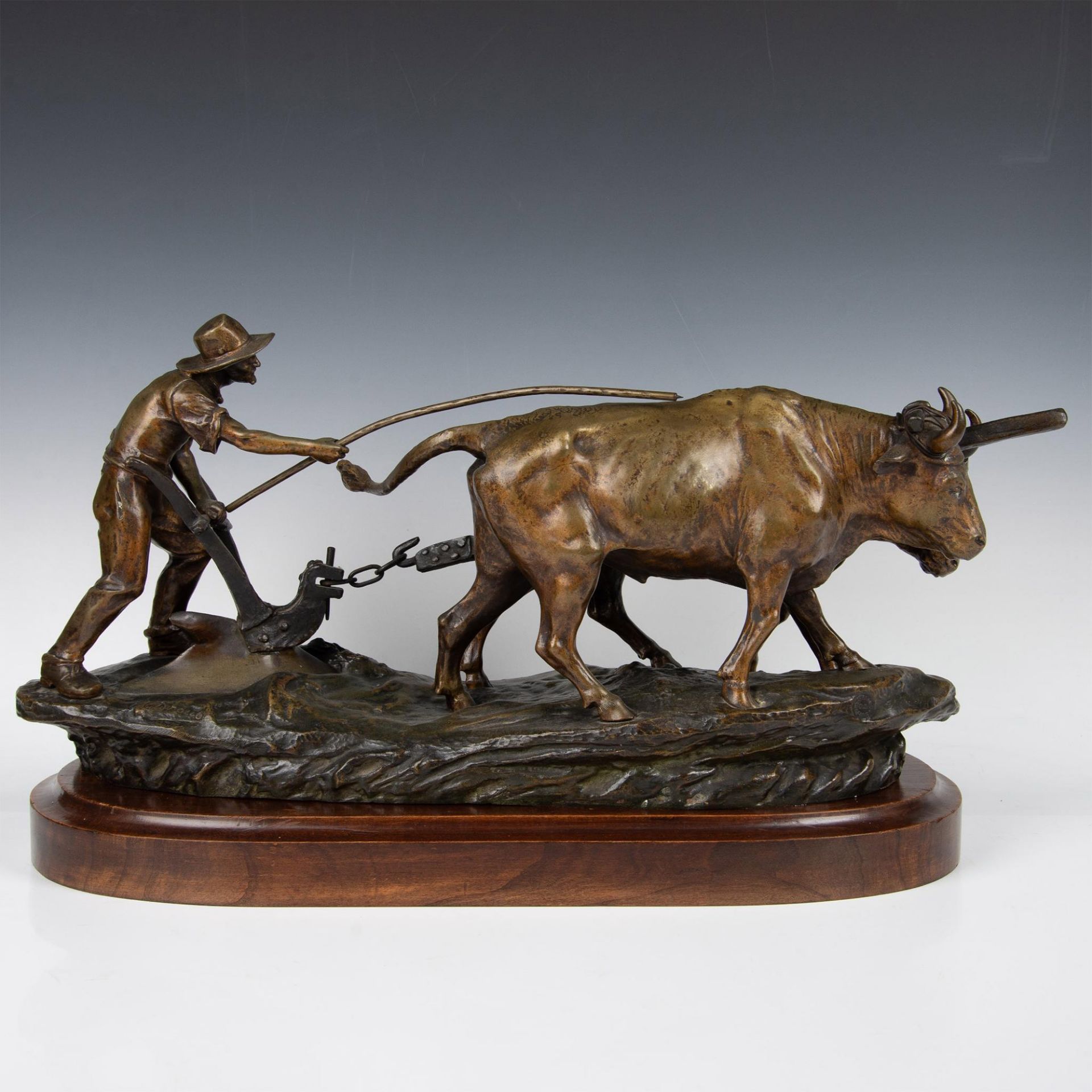 Edouard Drouot, Large Original Bronze, Ploughman, Signed - Bild 8 aus 11