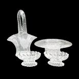 4pc Etched Glass Basket, Caribbean Hat Glass