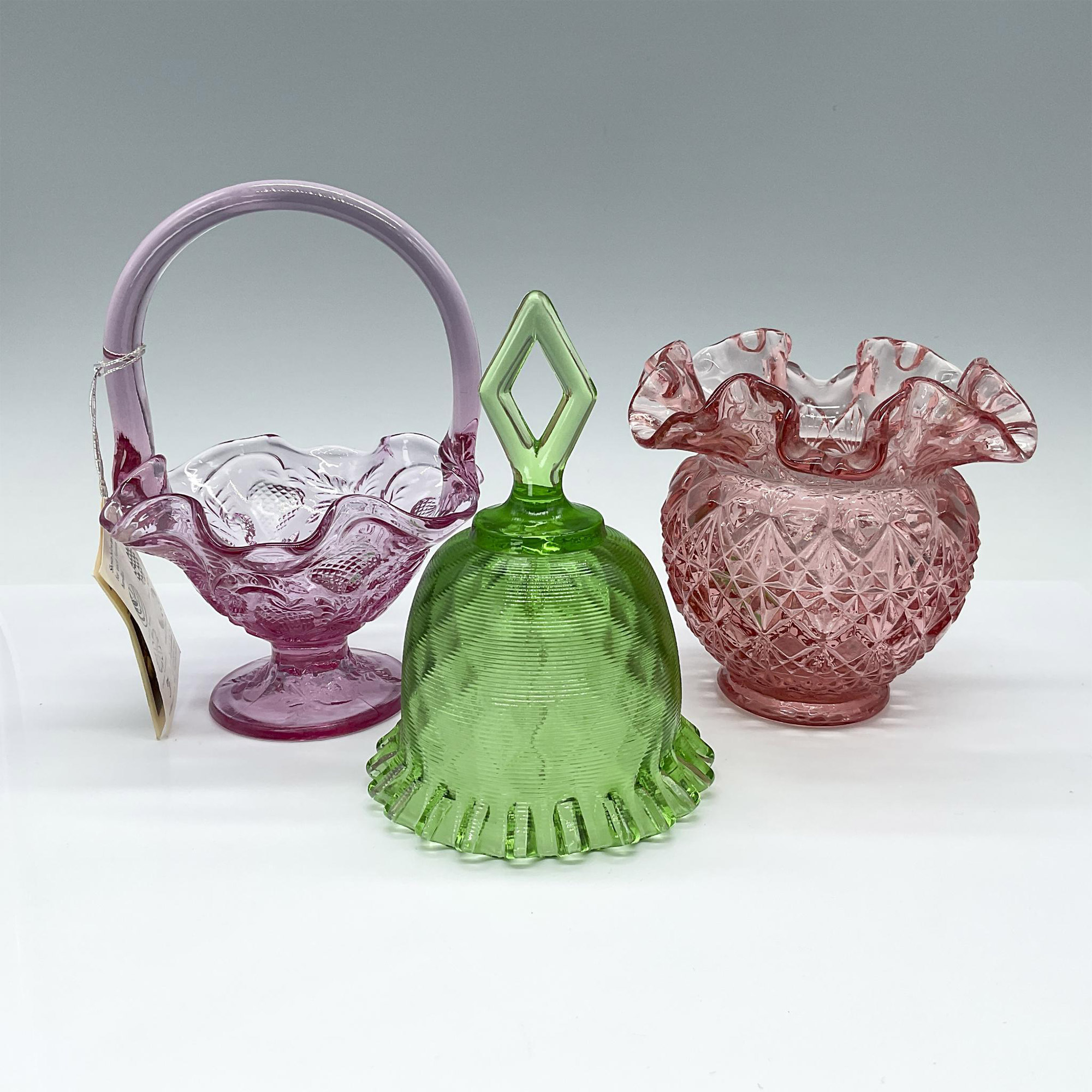 3pc Colored Fenton Glass Dishes - Image 2 of 3