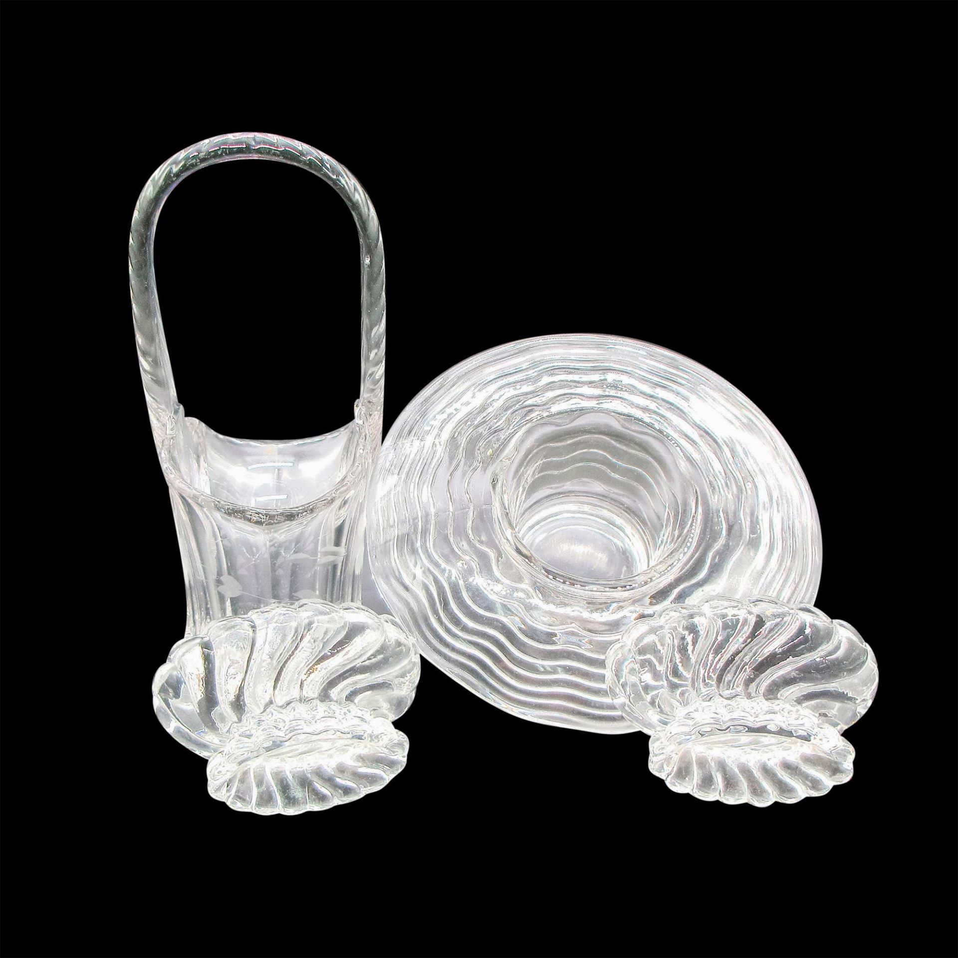 4pc Etched Glass Basket, Caribbean Hat Glass - Bild 3 aus 3