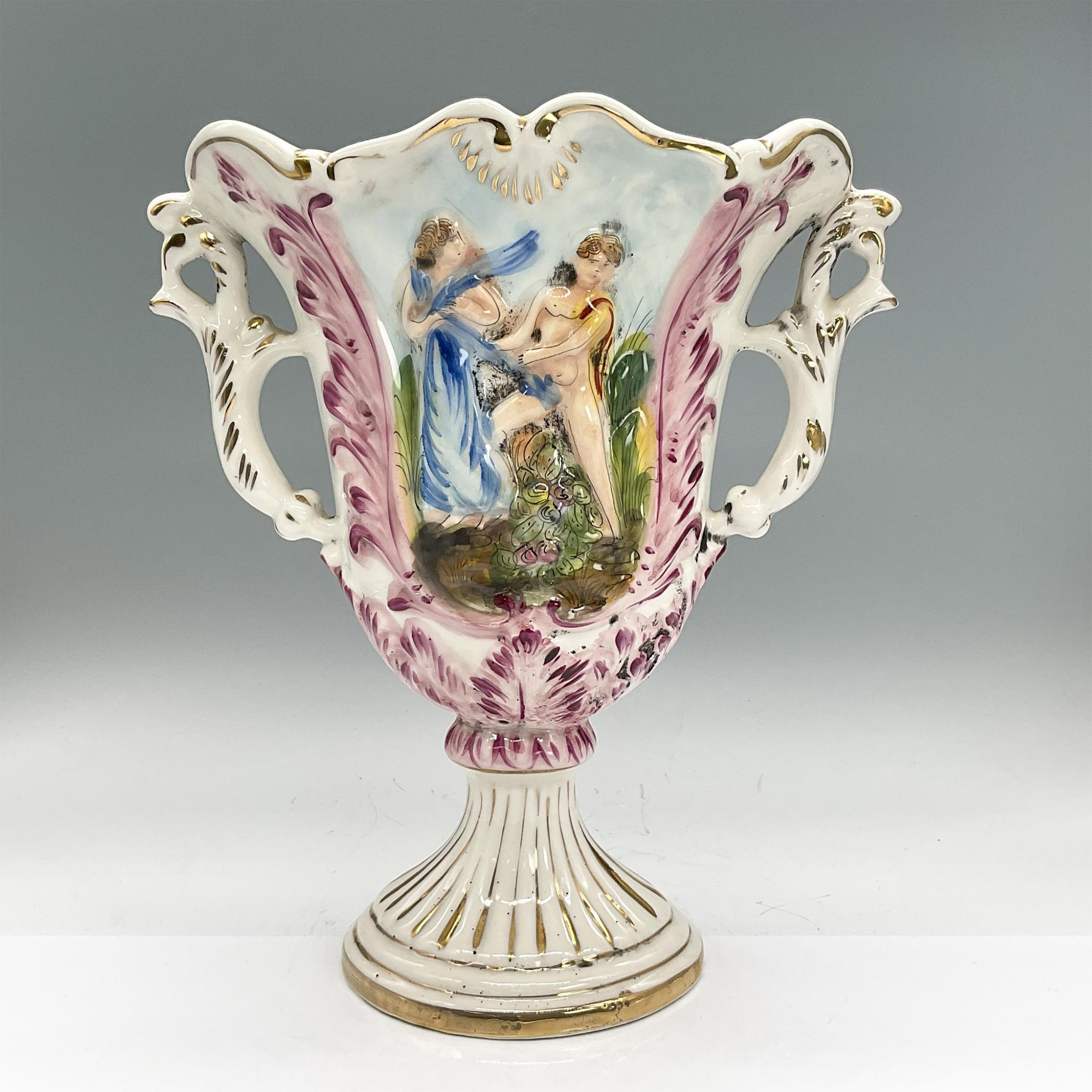 Capodimonte Pedestal Vase, Meadow Frolic - Image 2 of 3