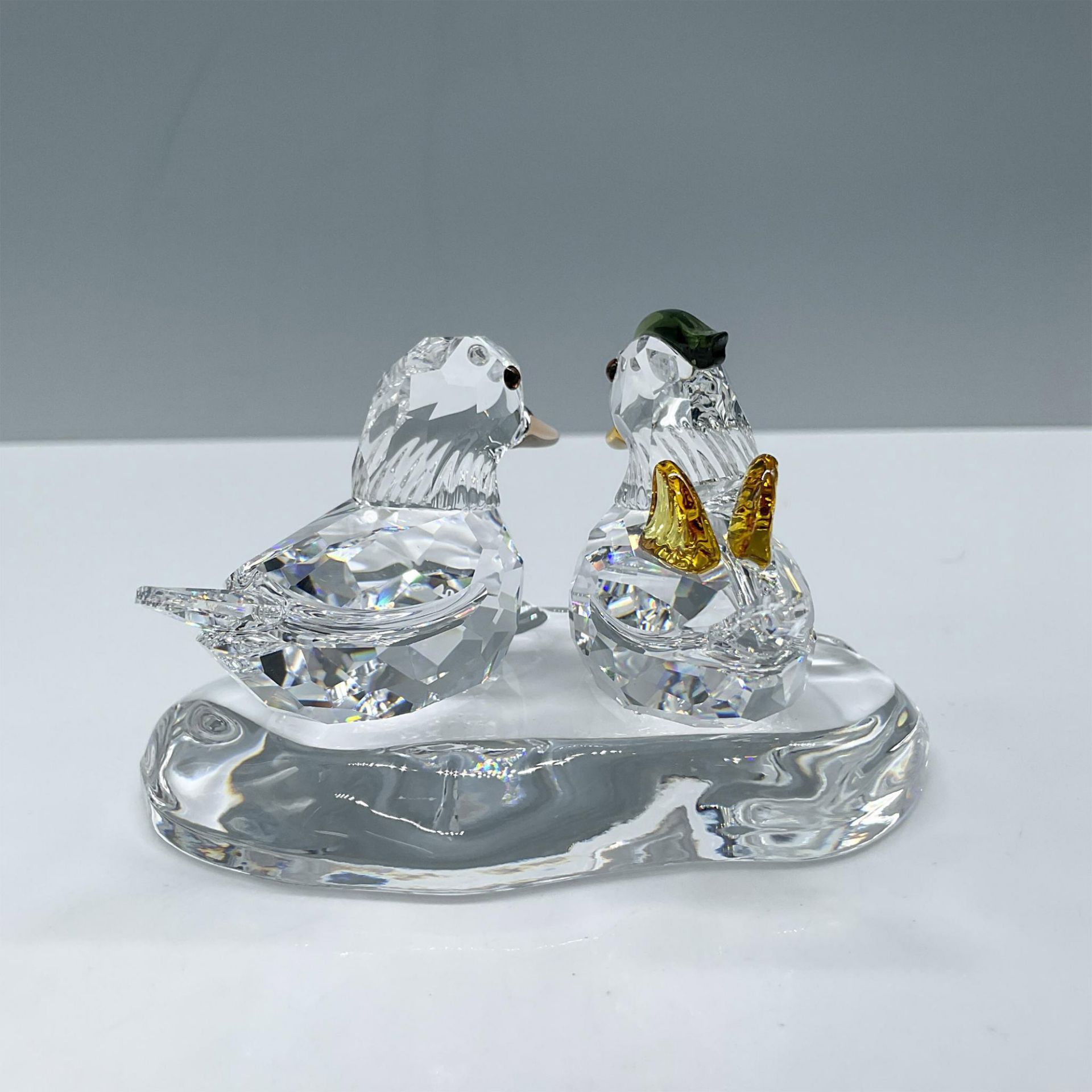 2pc Swarovski Crystal Figurines, Mandarin Ducks + Base - Bild 2 aus 4