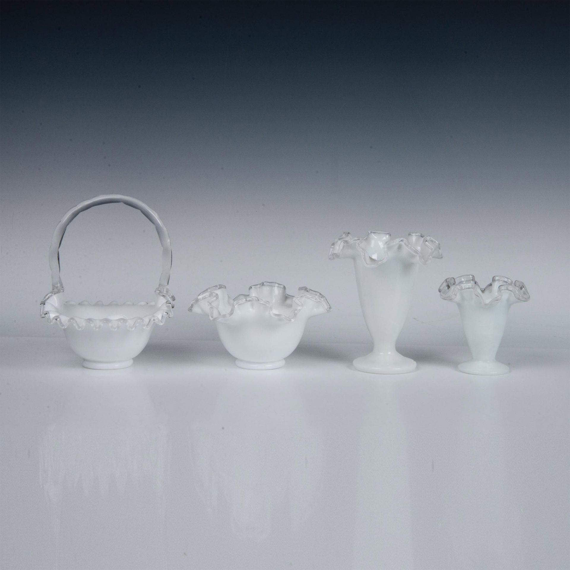 4pc Fenton Glass Tableware, Silver Crest - Bild 2 aus 4