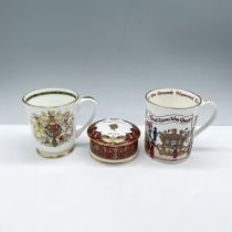 3pc Mugs and Covered Treasure Box, Royal Commemoratives