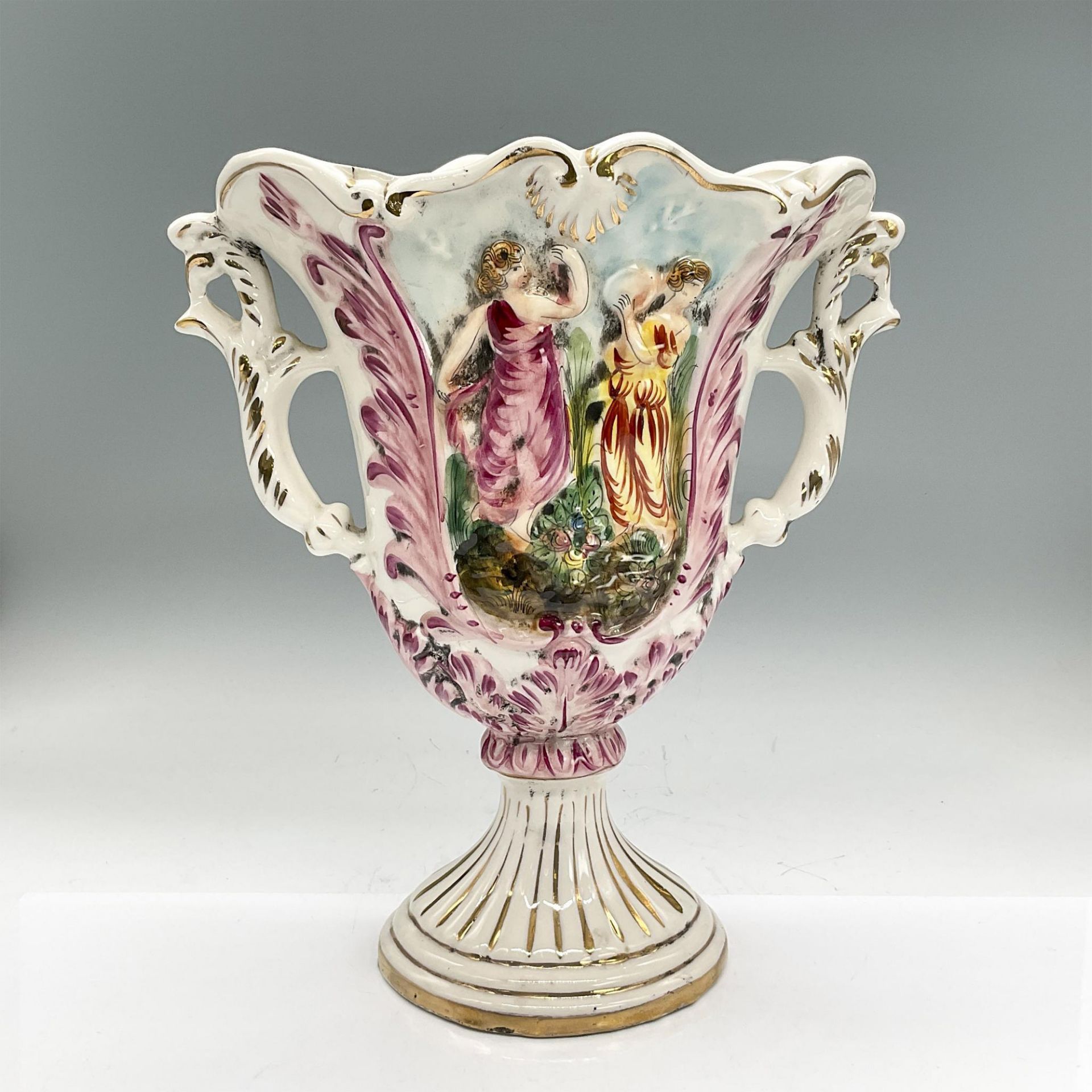 Capodimonte Pedestal Vase, Meadow Frolic