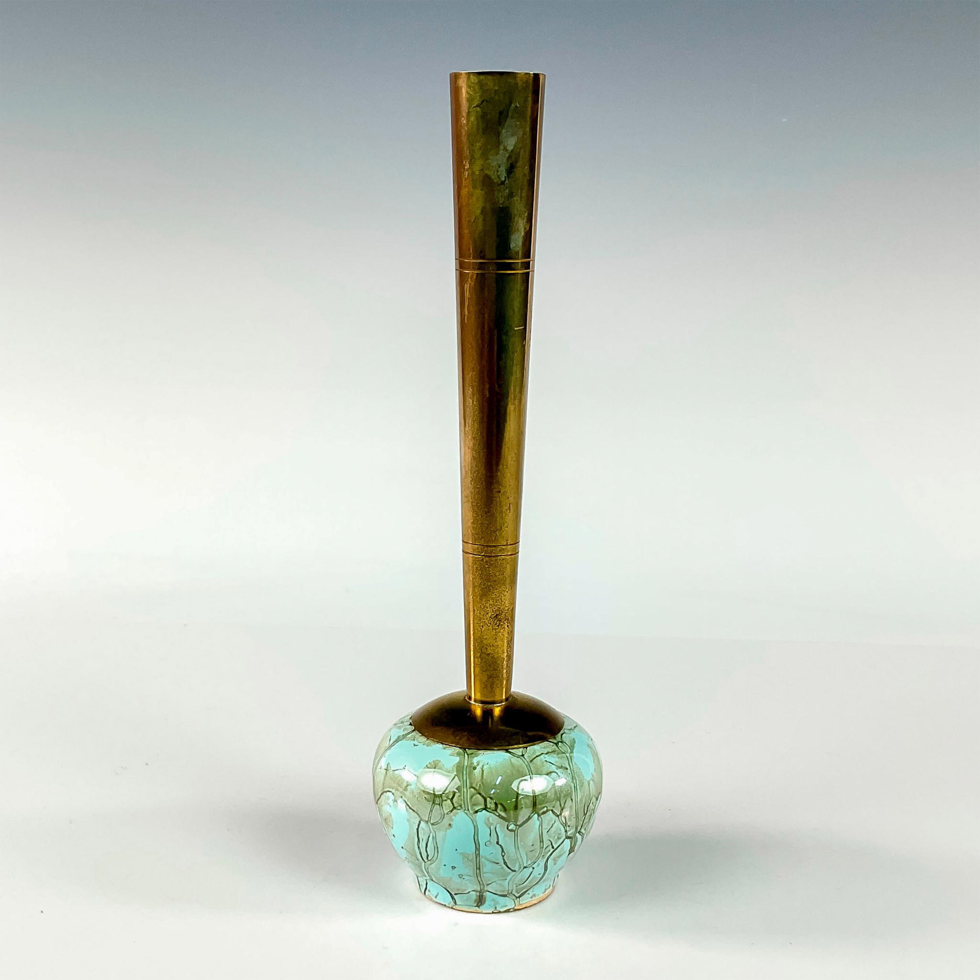 Unusual Delft Mid-Century Modern Lustre Glaze Bud Vase - Image 2 of 3