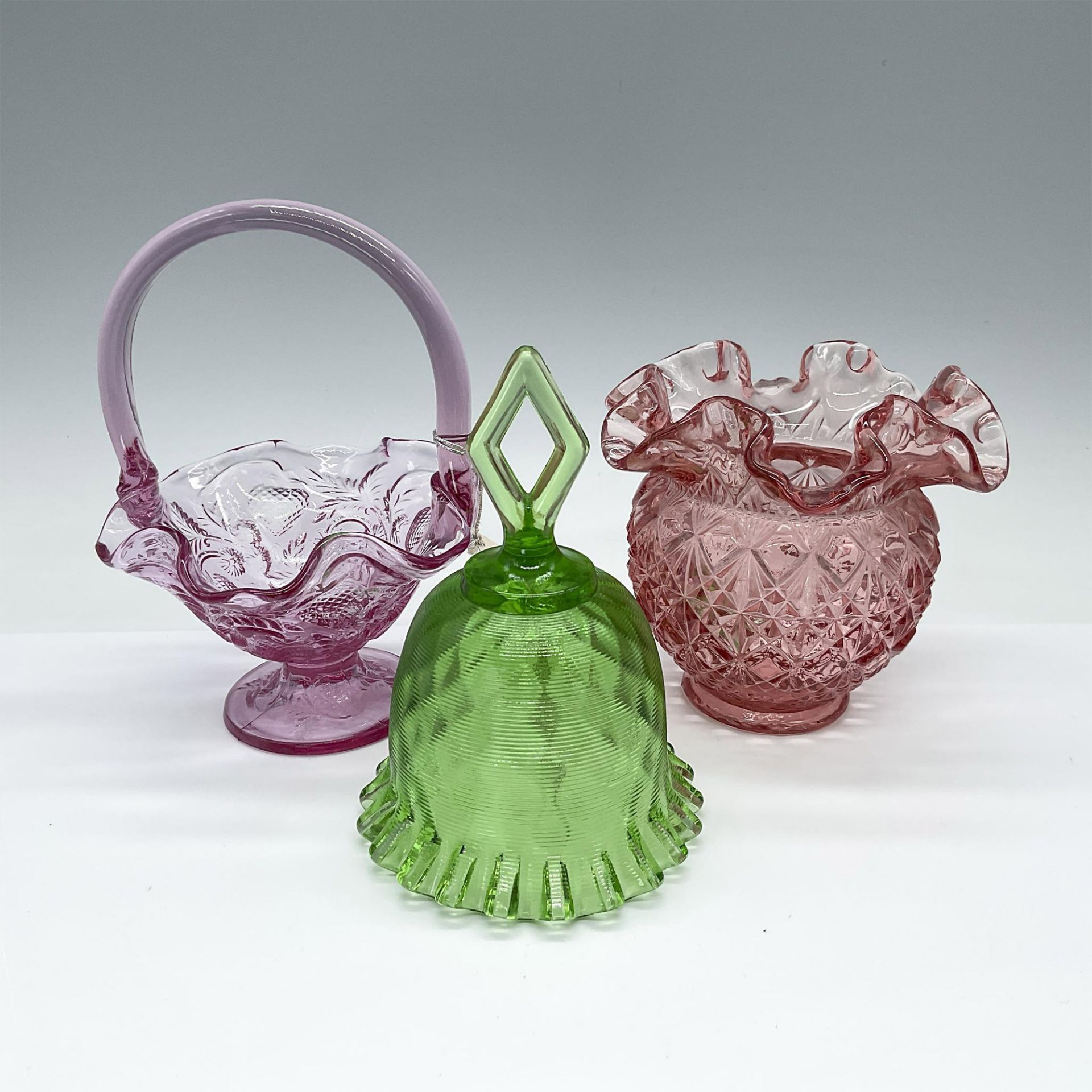 3pc Colored Fenton Glass Dishes