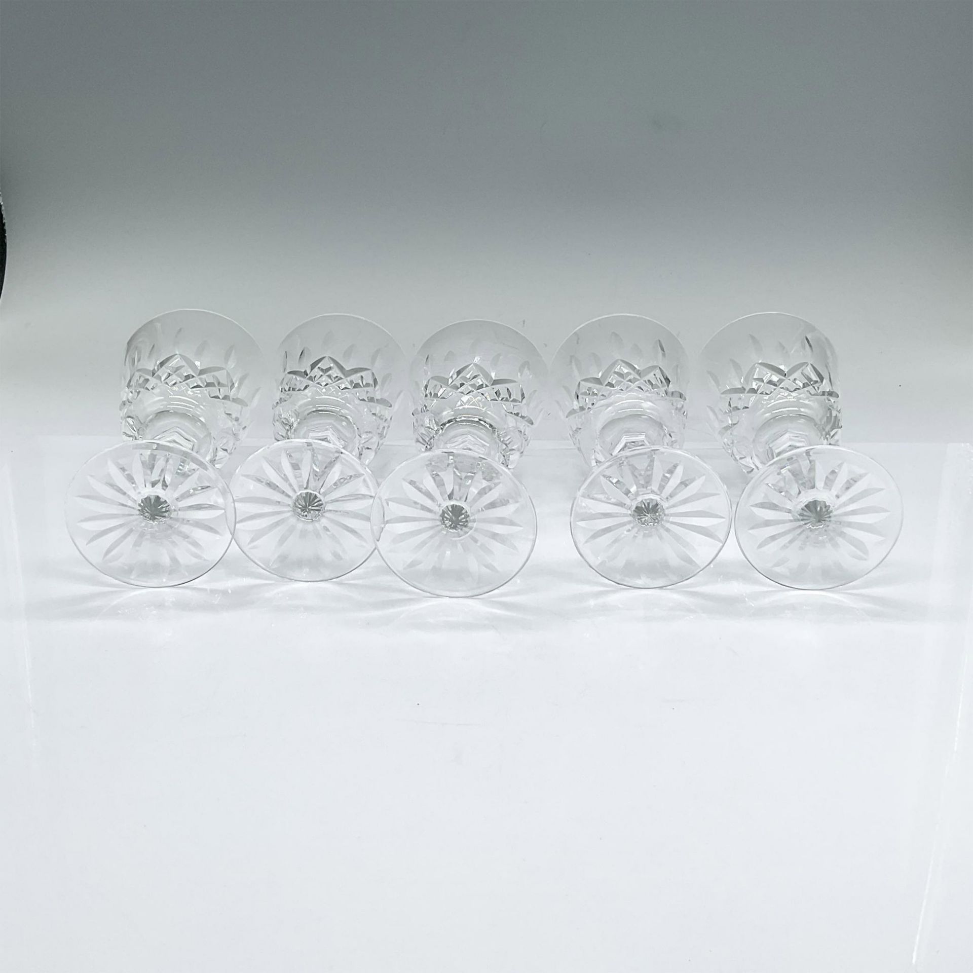 5pc Waterford Crystal White Wine Glasses, Lismore - Bild 3 aus 4