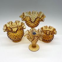 4pc Brown Hobnail Fenton Glass Grouping