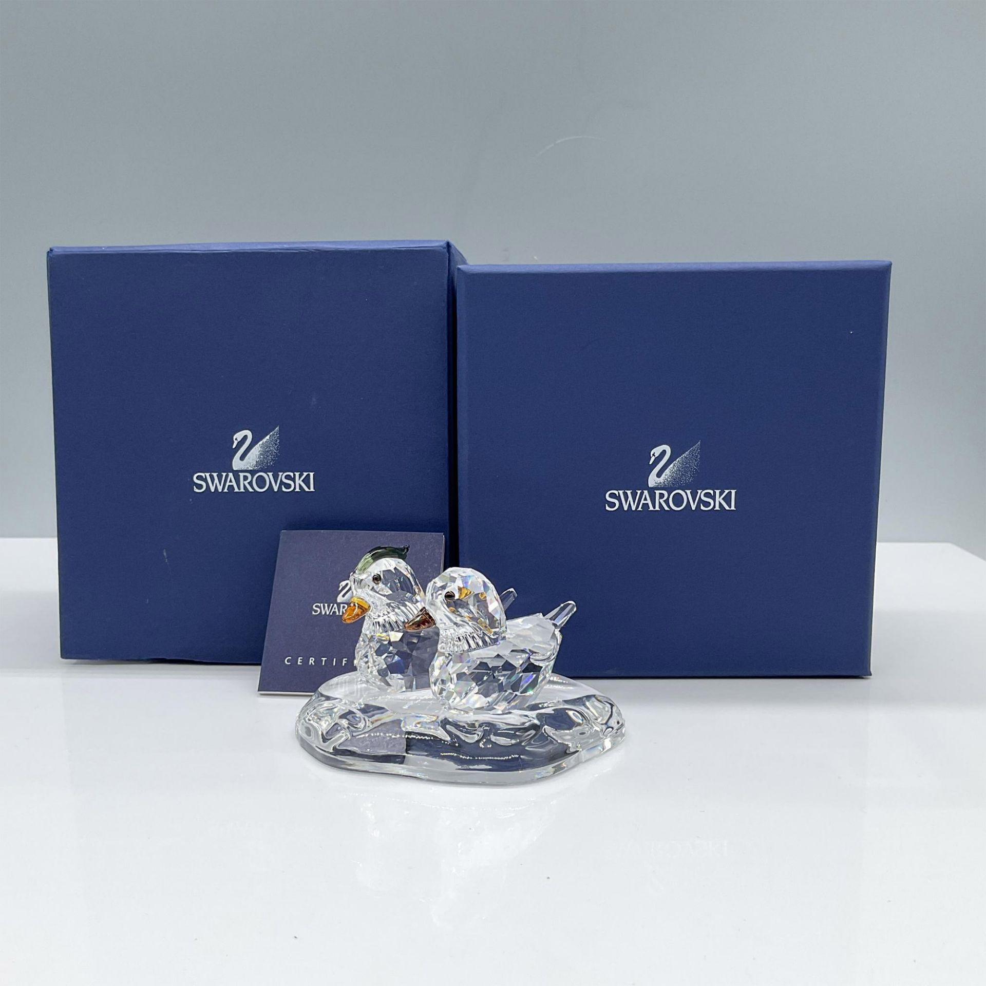 2pc Swarovski Crystal Figurines, Mandarin Ducks + Base - Bild 4 aus 4
