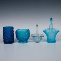 4pc Fenton Blue Glass Dish Grouping