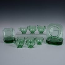 20pc Fostoria Luncheon/Dessert Set for 6, Mayfair Green