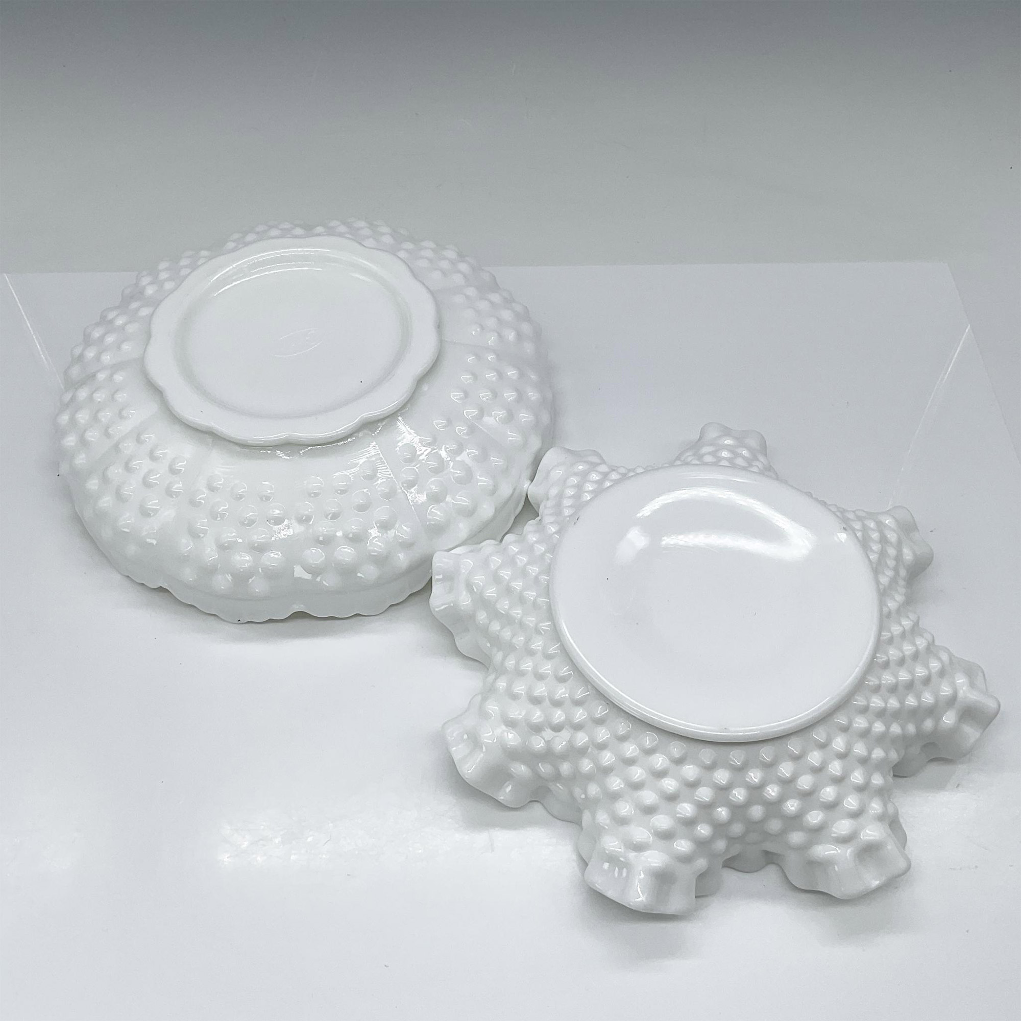 2pc Fenton Hobnail Milk Glass Dishes - Image 3 of 4