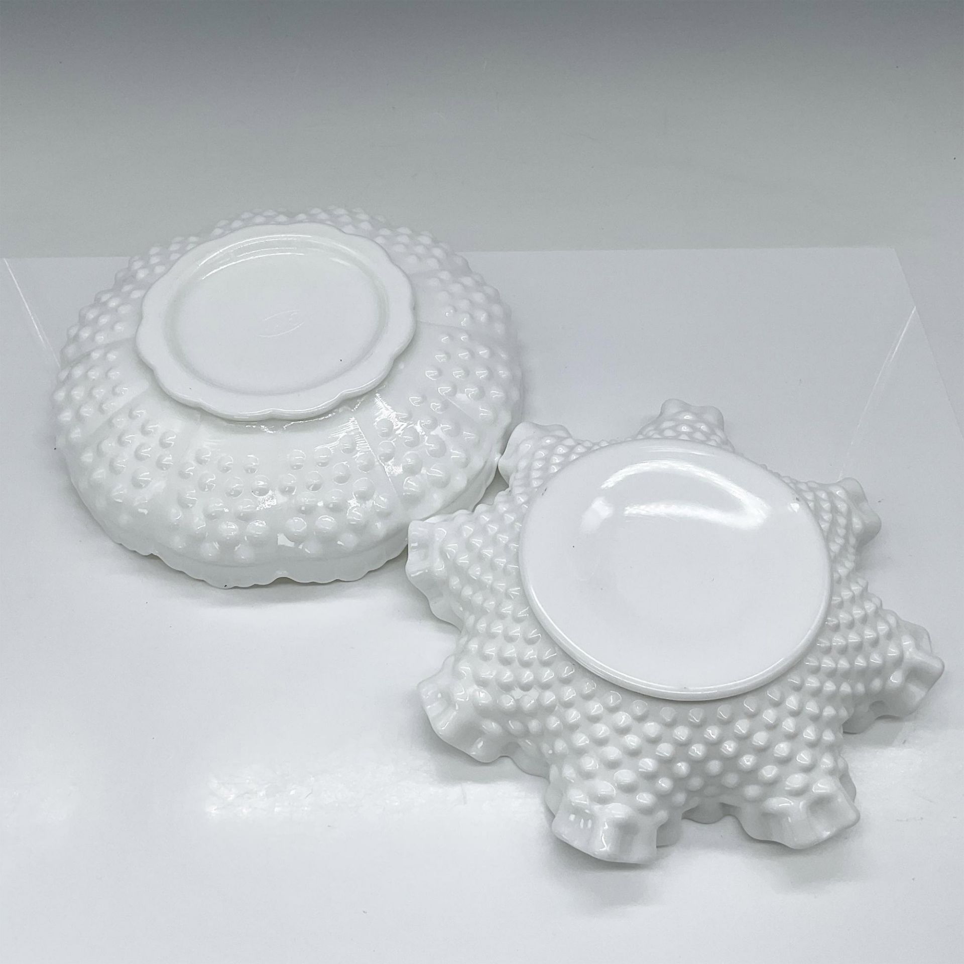 2pc Fenton Hobnail Milk Glass Dishes - Bild 3 aus 4