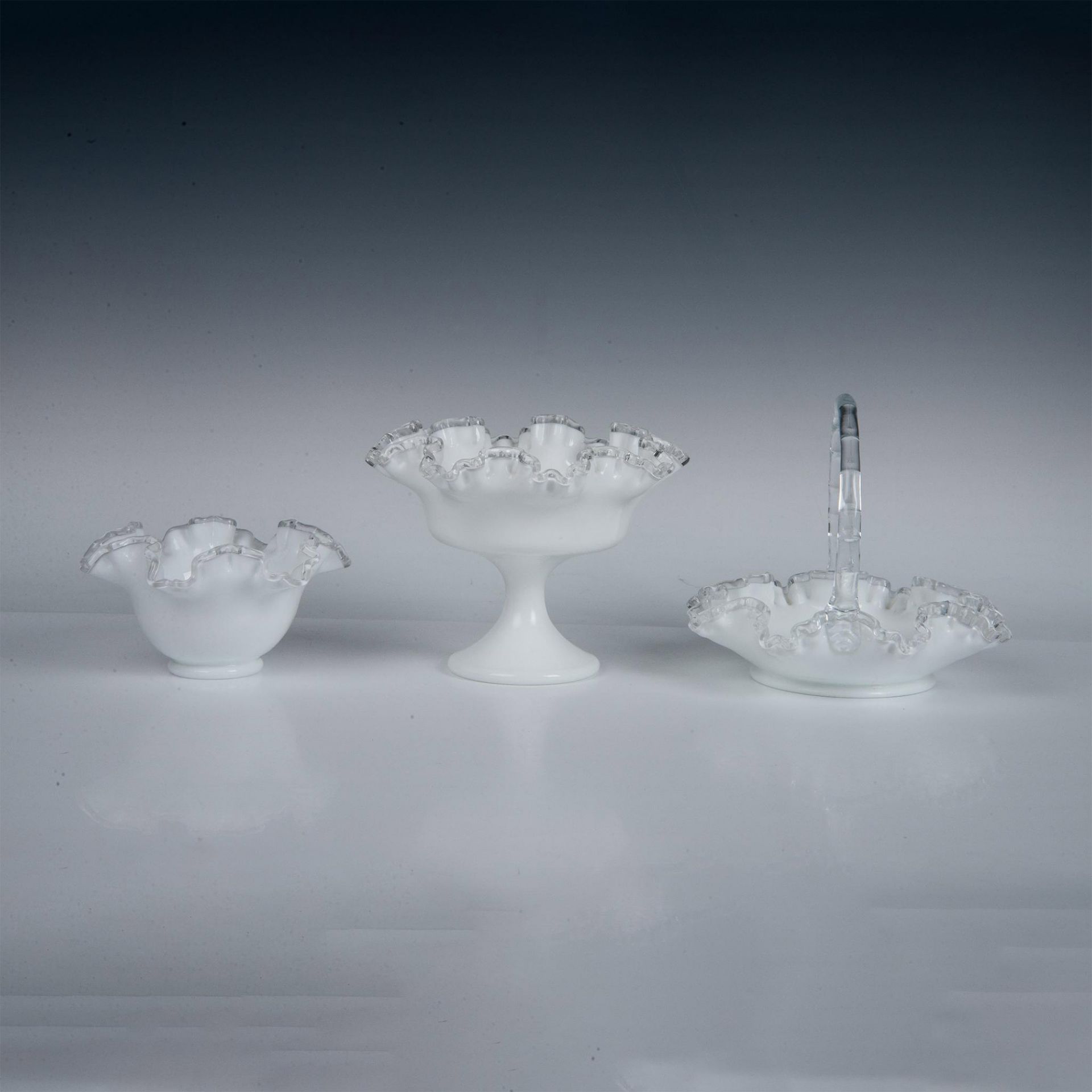 3pc Fenton Glass Tableware, Silver Crest - Image 2 of 4