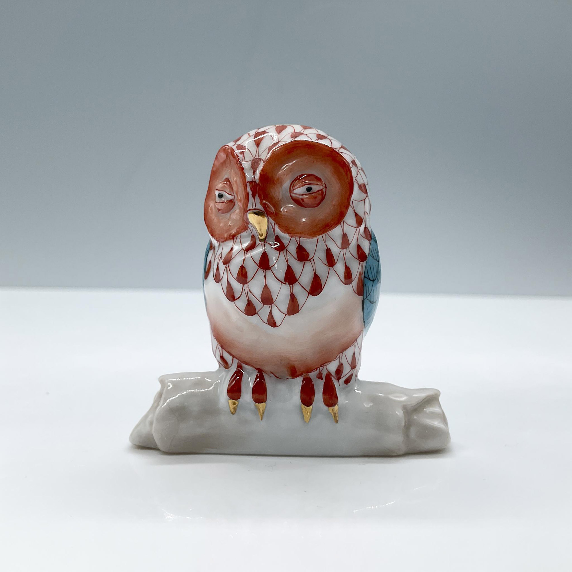 Herend Figurine, Owl on Branch 15616 SVH