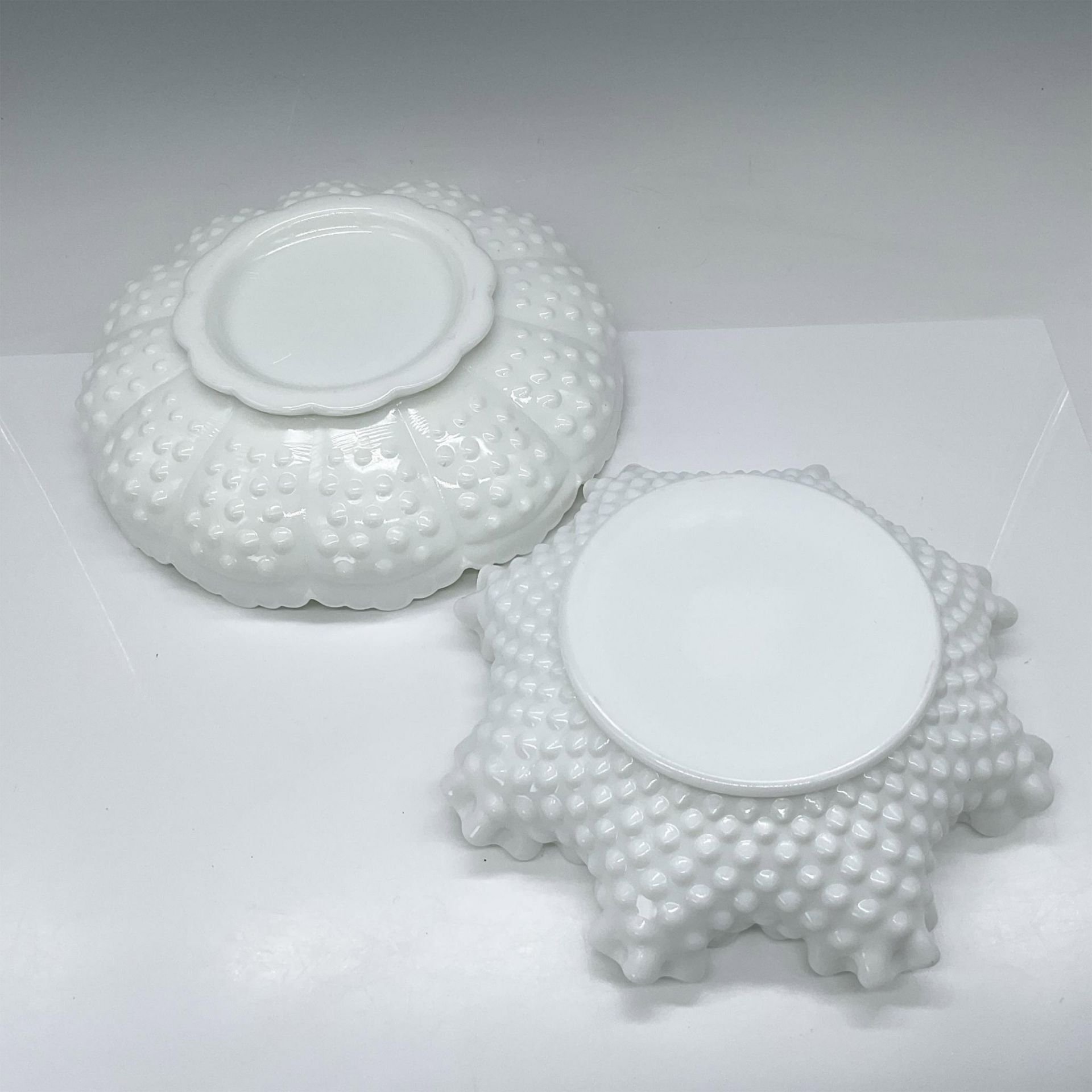 2pc Fenton Hobnail Milk Glass Dishes - Bild 3 aus 3