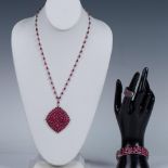 3pc Pink Tourmaline and Sterling Necklace, Bracelet and Ring
