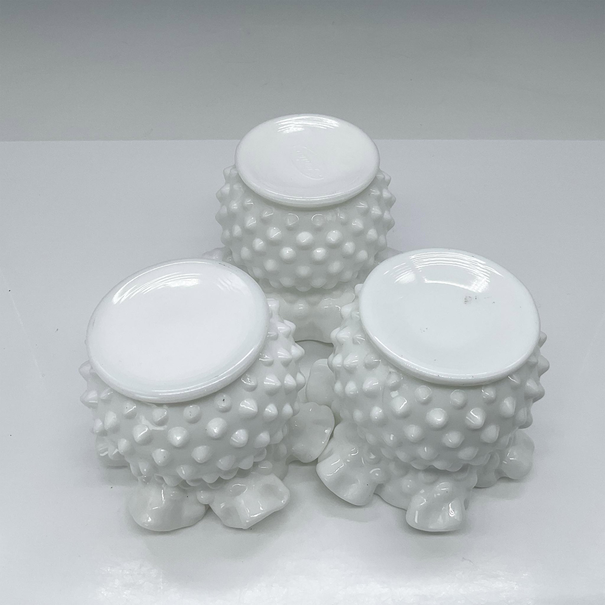 3pc Fenton Hobnail Milk Glass Vases - Image 3 of 3
