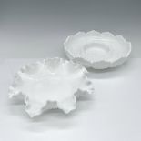 2pc Fenton Hobnail Milk Glass Dishes