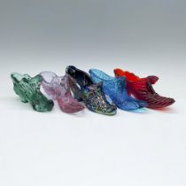 5pc Vintage Color Glass Shoes/Slippers, Fenton and Mosser
