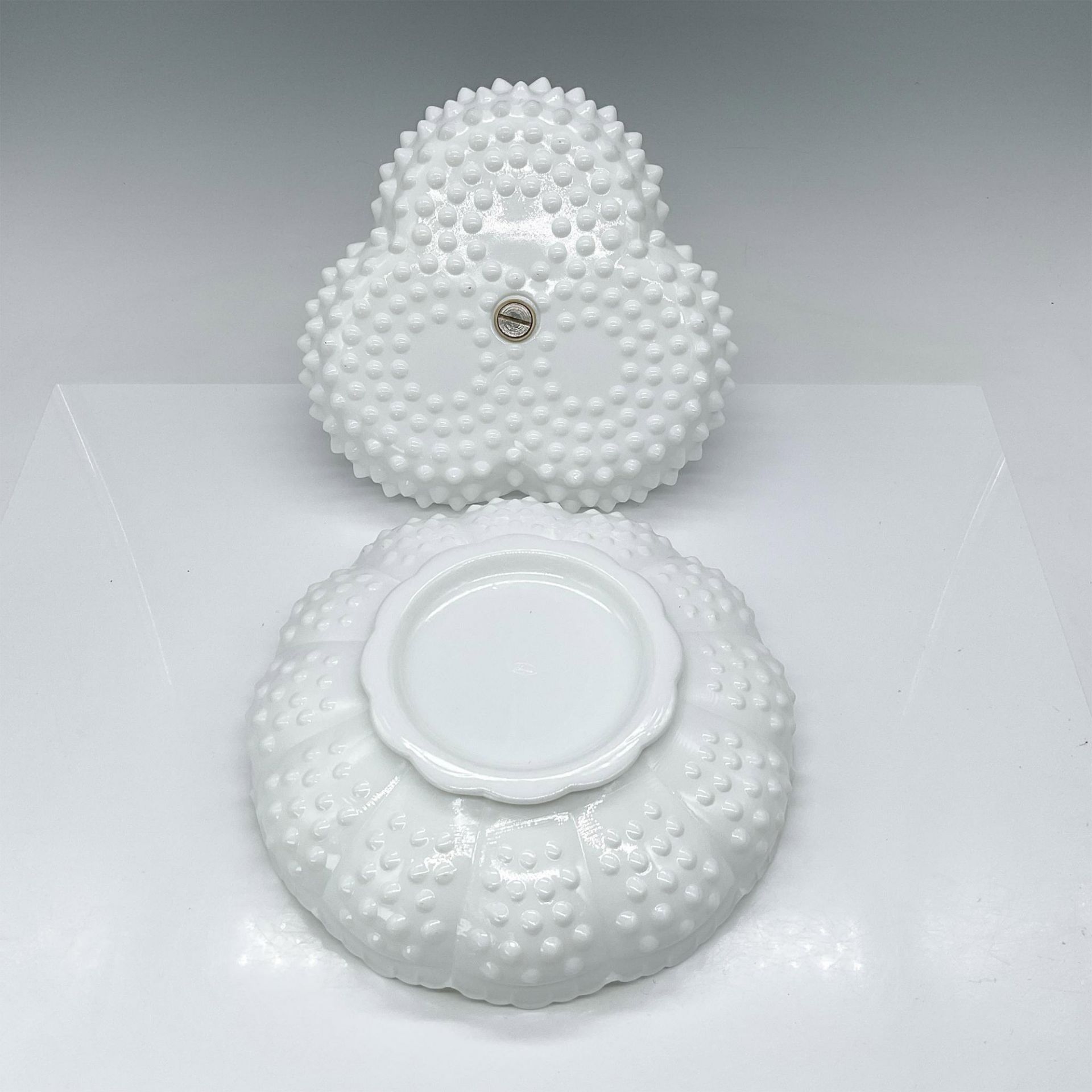 2pc Fenton Hobnail Milk Glass Serving Dishes - Image 4 of 4