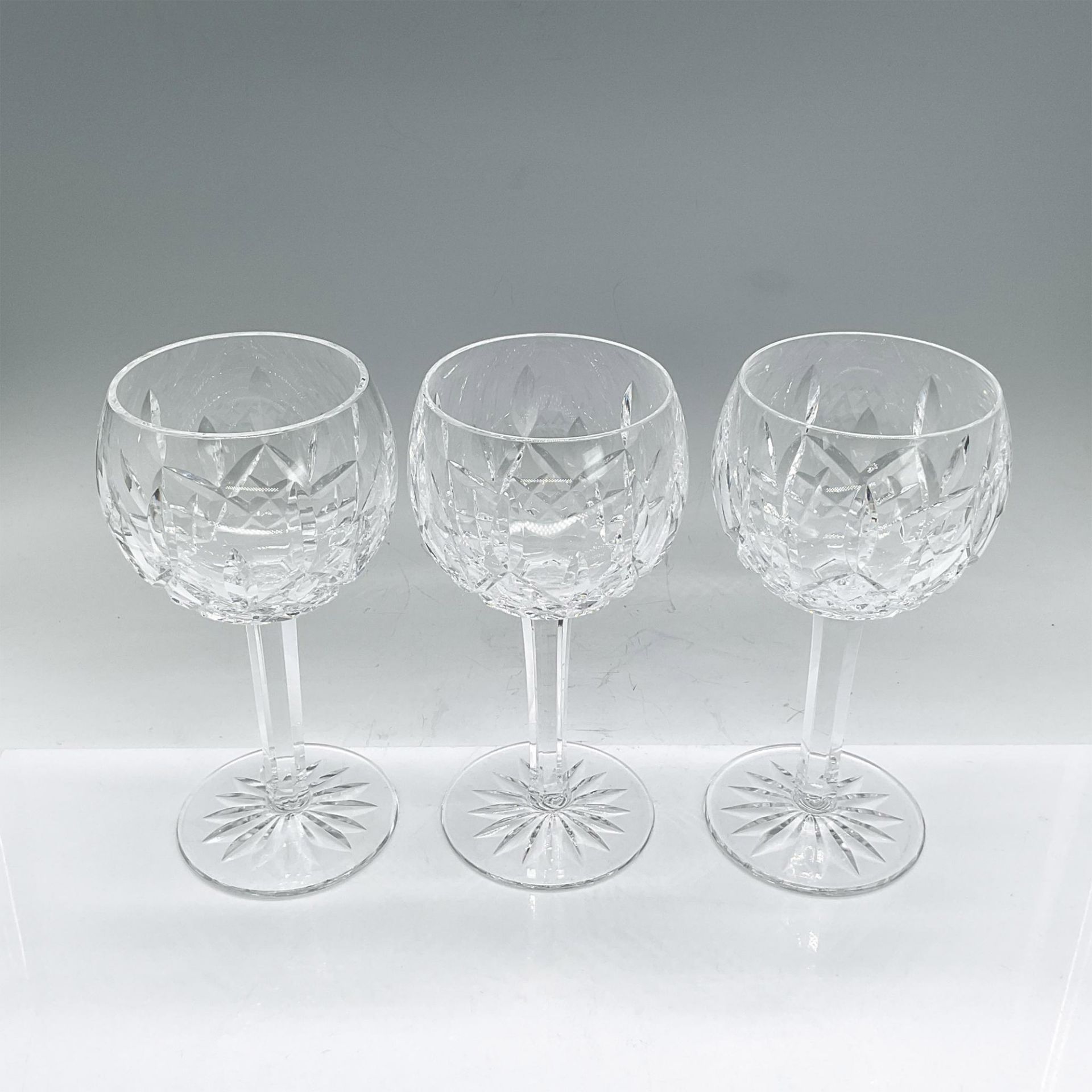 3pc Waterford Crystal Balloon Wine Glasses, Lismore - Bild 2 aus 3
