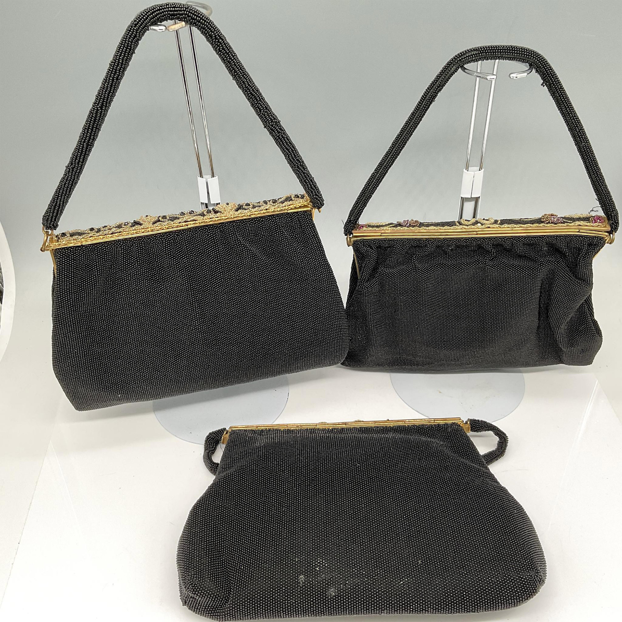 3pc E. Grillot Black Beaded Bags - Image 2 of 3