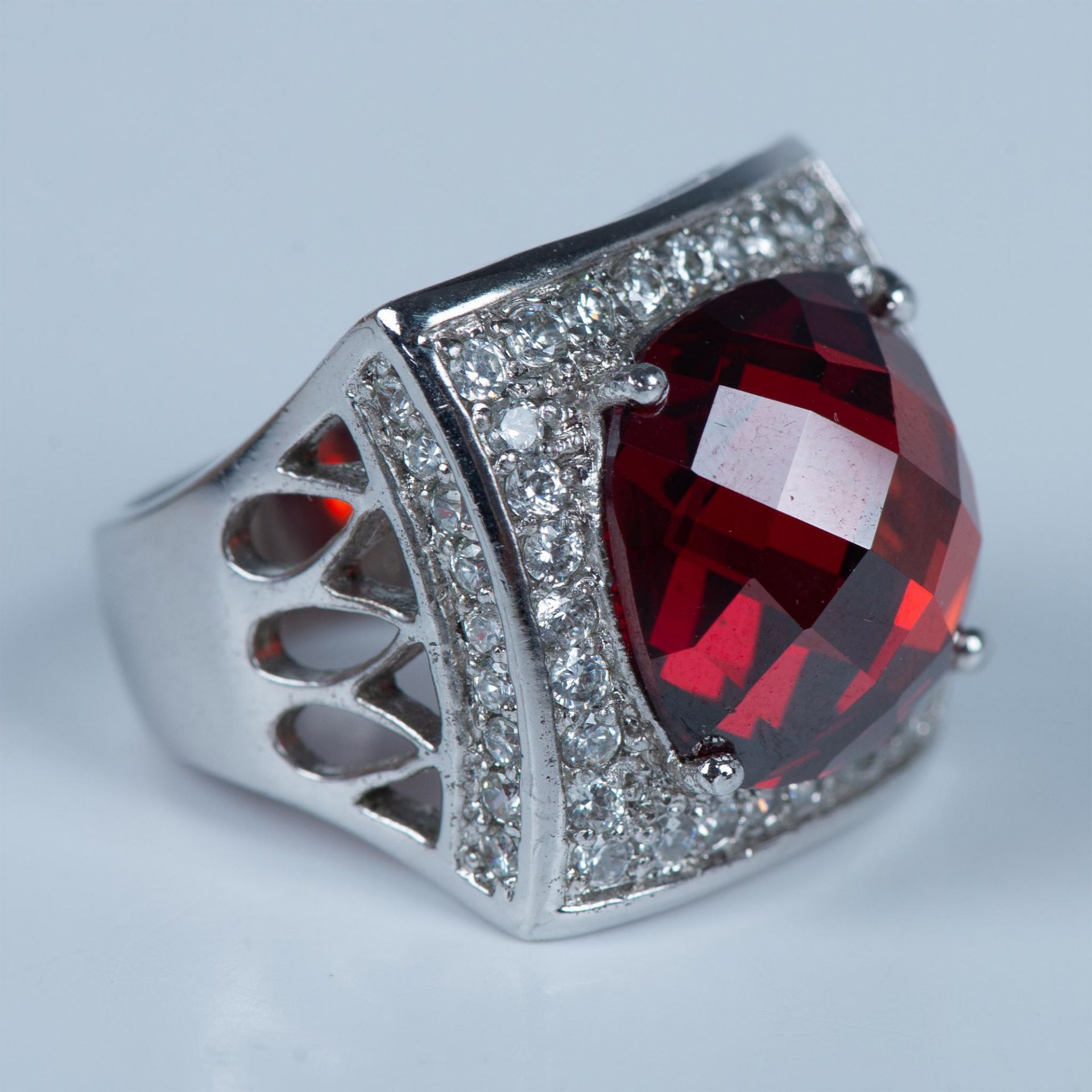 Eye-Catching Sterling Silver and Red Crystal Ring