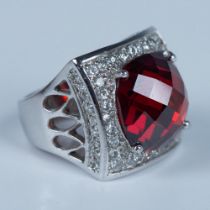 Eye-Catching Sterling Silver and Red Crystal Ring