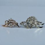 2pc Vintage Floral Rhinestone Brooches