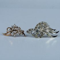 2pc Vintage Floral Rhinestone Brooches