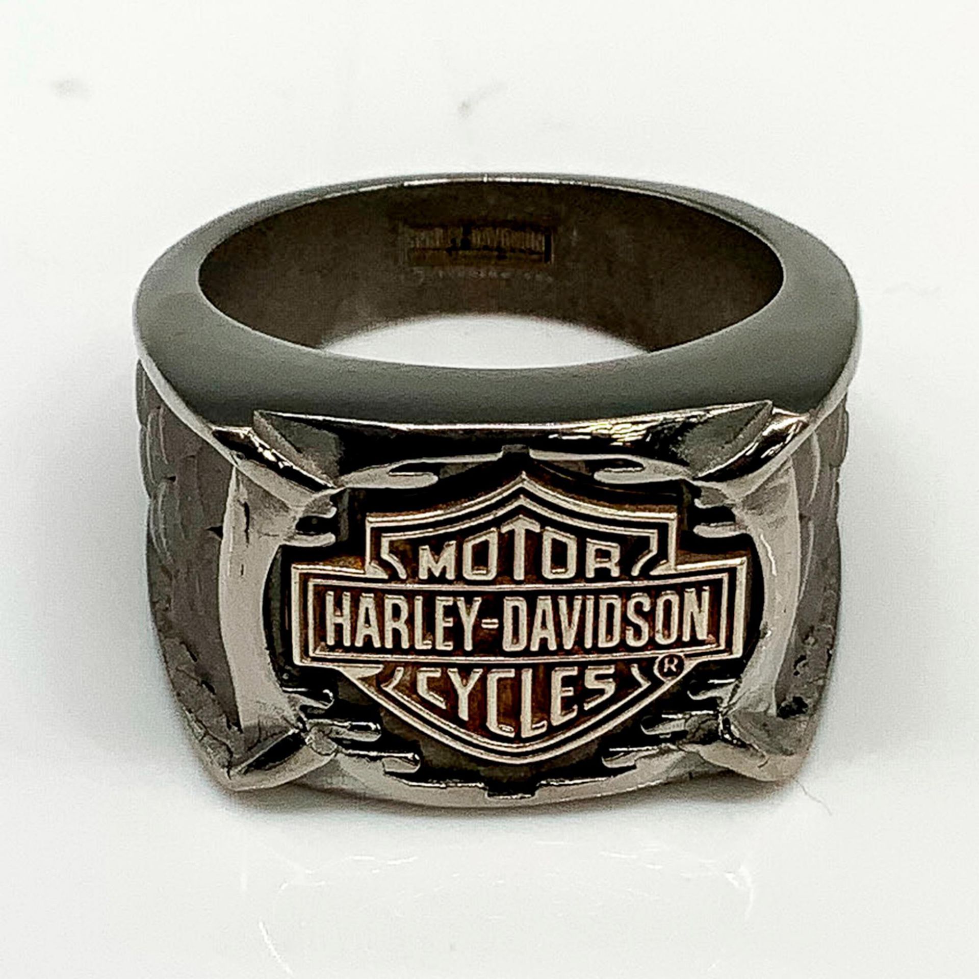 Harley Davidson Scaly Titanium & Sterling Silver Biker Ring