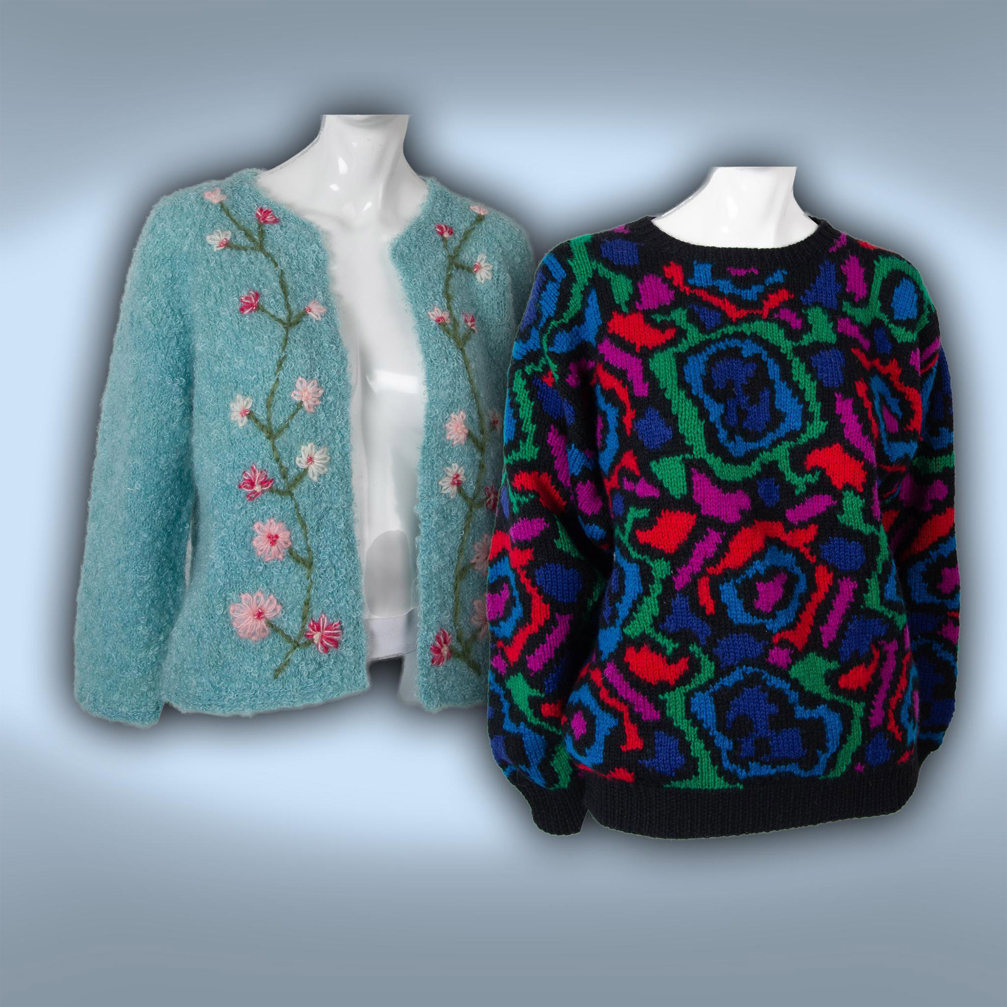 2pc Women's Hand Knitted Sweater and Cardigan, Size Medium