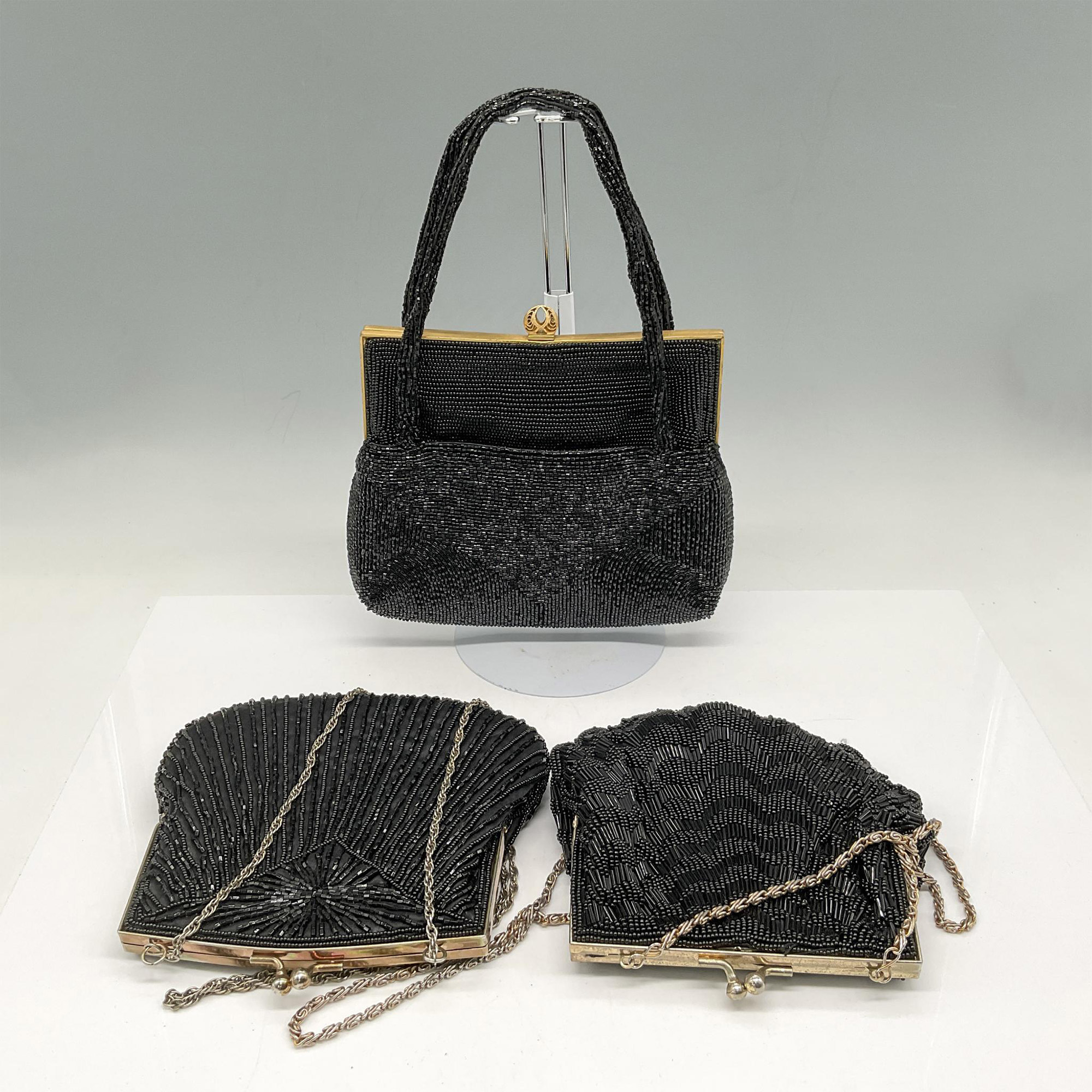 Japanese and Chinese Black Beaded Evening Bags - Image 2 of 2