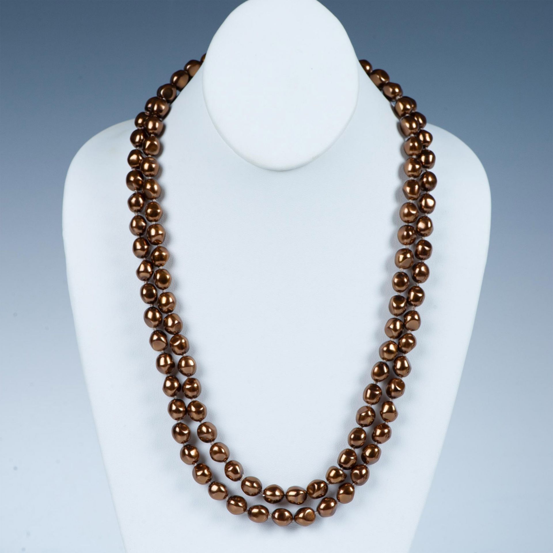 2pc Bronze Faux Baroque Pearl Necklaces - Bild 4 aus 7