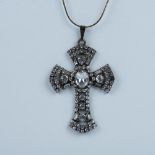 Pretty Rhinestone Cross Pendant Necklace