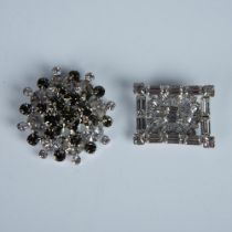 2pc Fabulous Rhodium Rhinestone Brooches