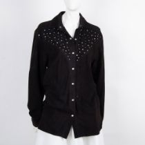 Black Suede Western Shirt, Size Medium