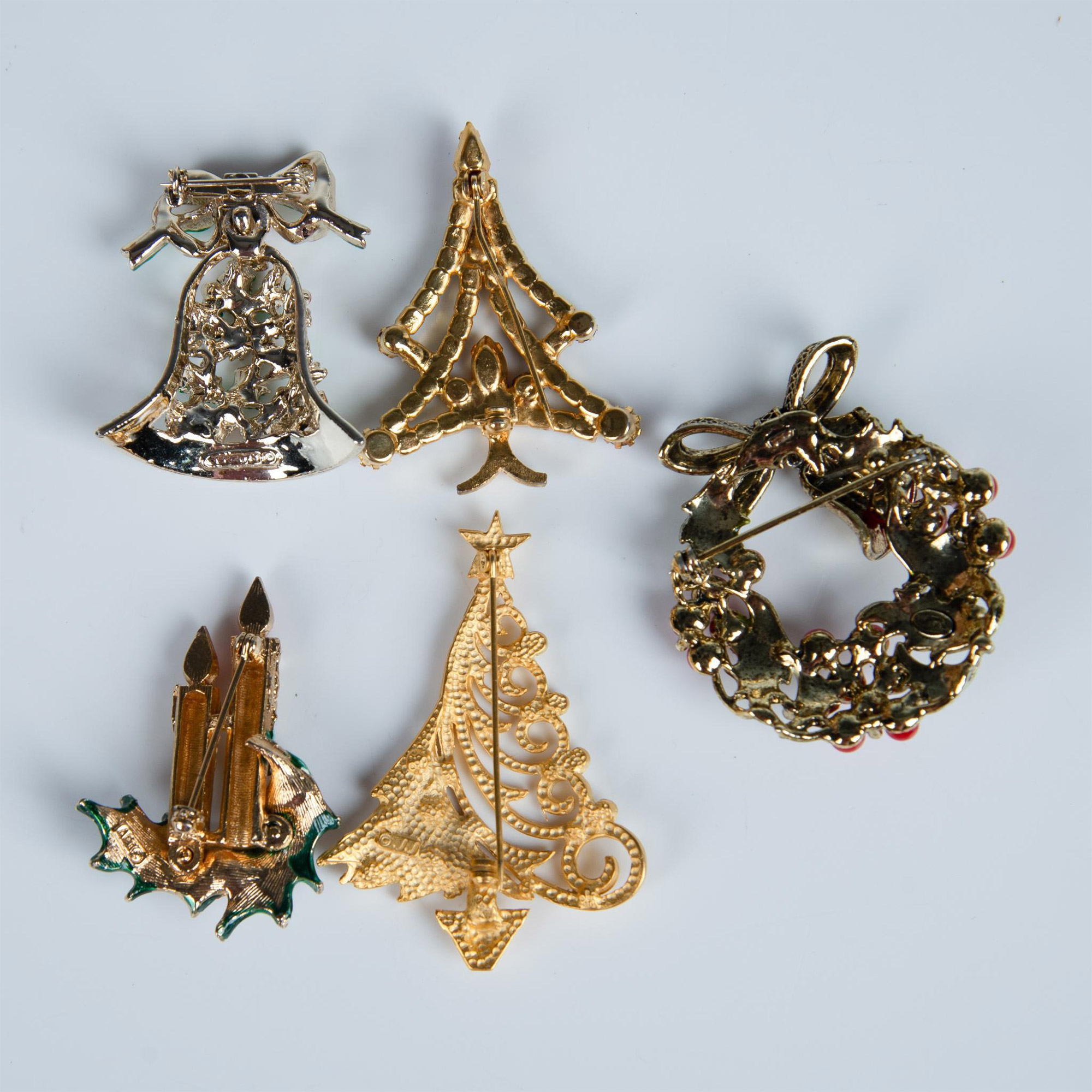 5pc Lot of Festive Christmas Winter Holiday Motif Brooches - Image 2 of 3