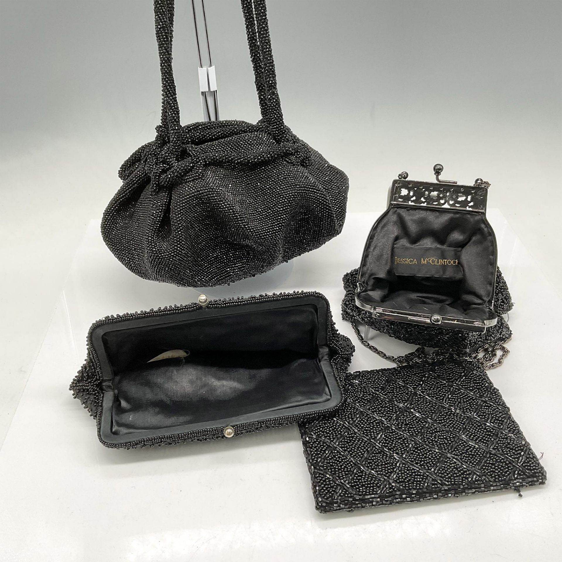 4pc Vintage Black Beaded Evening Bags - Bild 2 aus 2