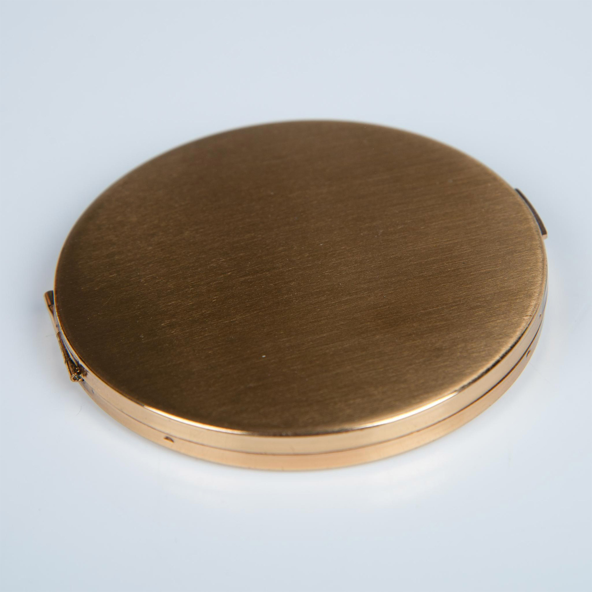 Vintage Elgin Round Etched Gold Metal Compact & Puff - Image 3 of 5