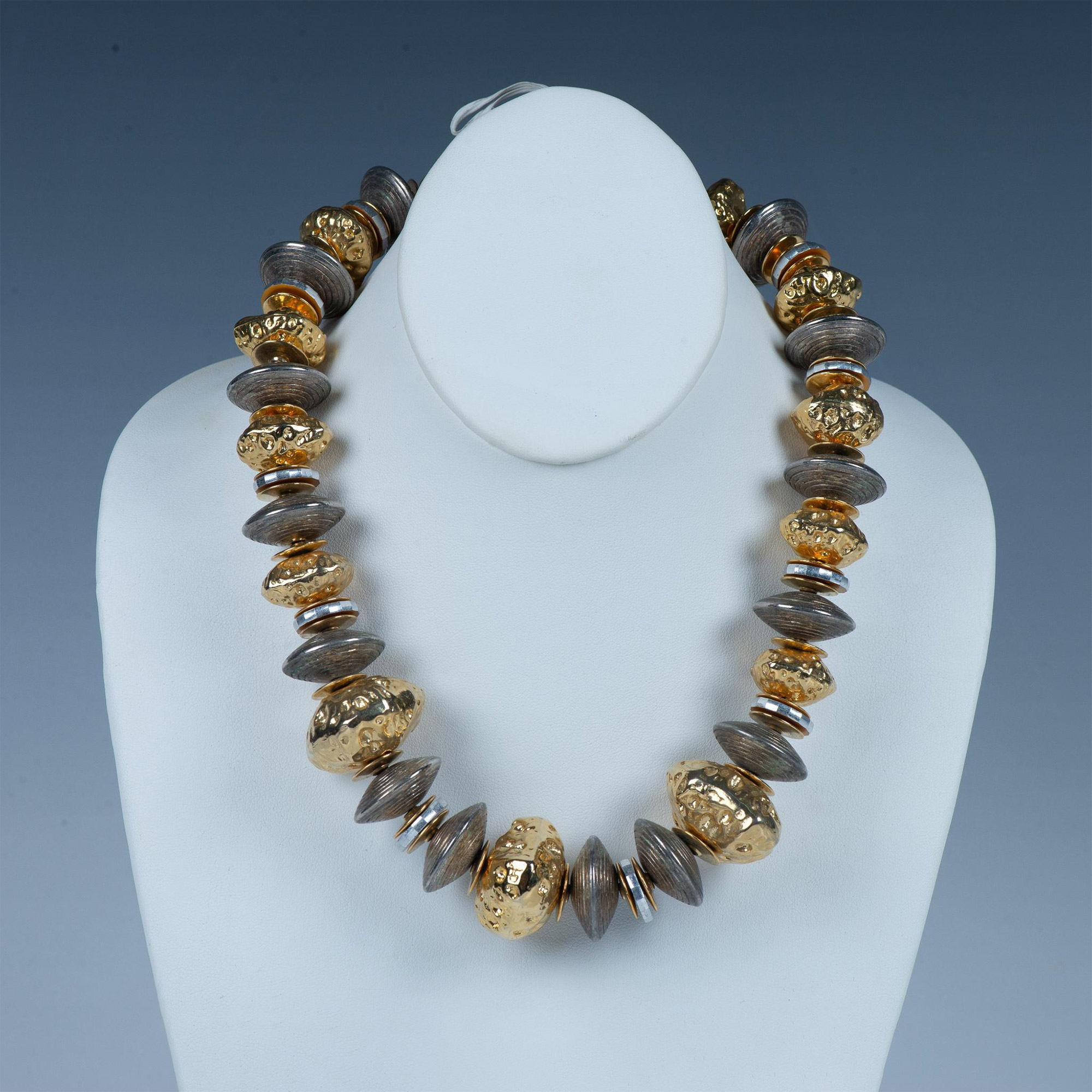 Bold Chunky Silver and Gold Tone Necklace
