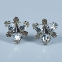 Pretty Silver Metal Rhinestone Clip-On Earrings