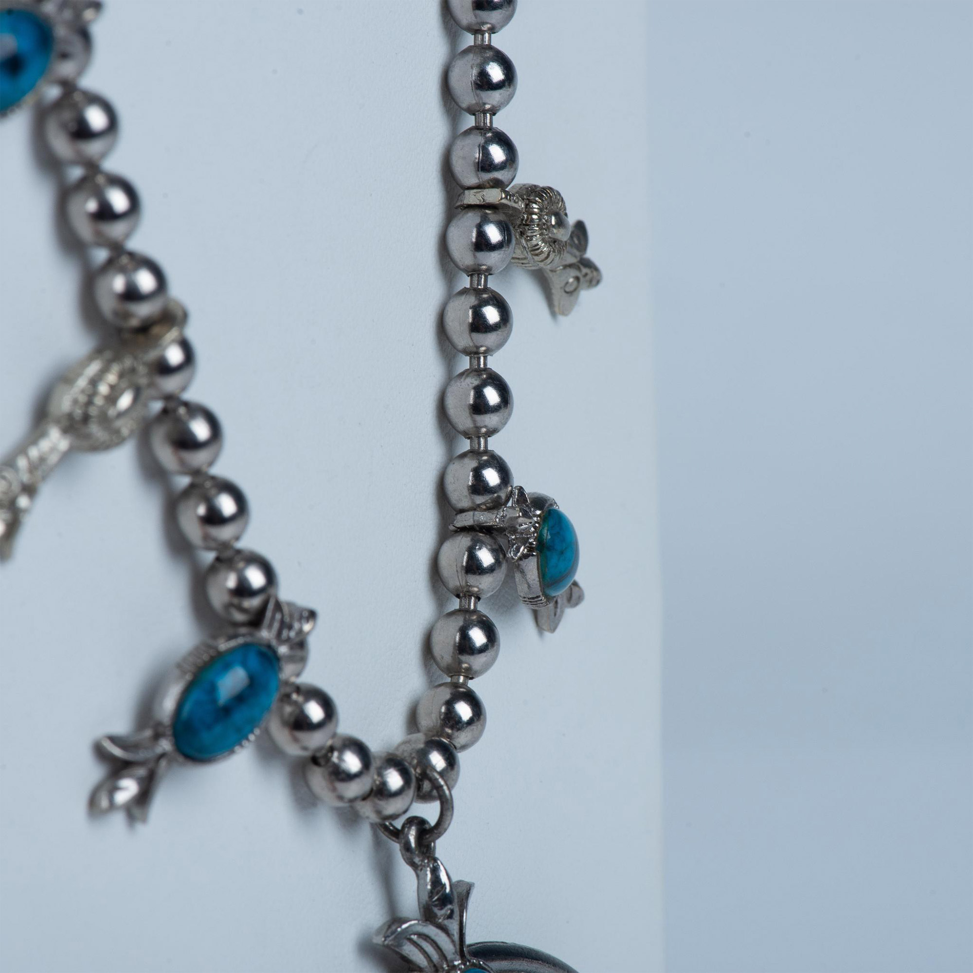 Native American Style Faux Turquoise Squash Blossom Necklace - Image 3 of 3