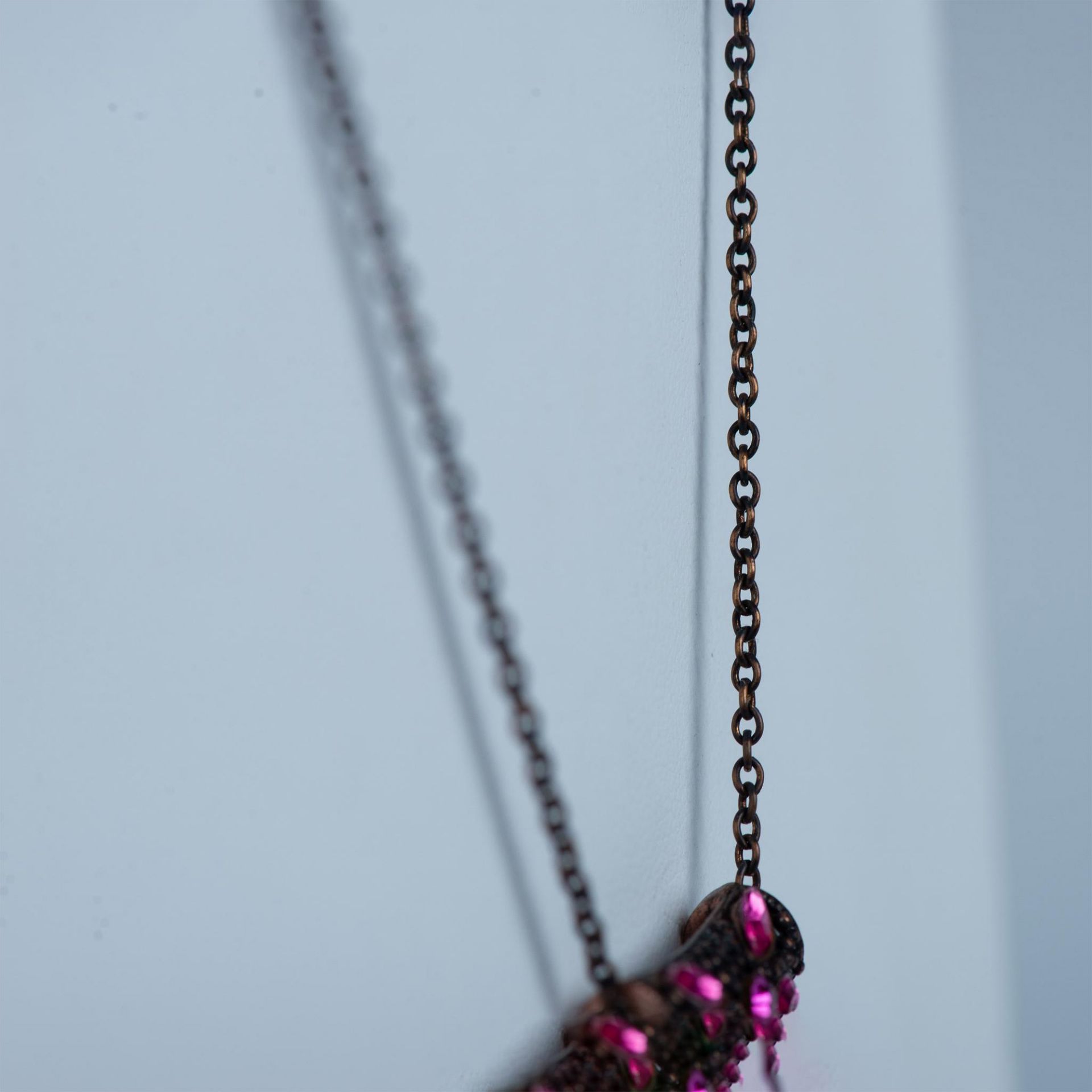 Vintage Pink Rhinestone Maltese Cross Necklace - Image 4 of 5