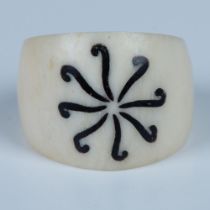 Hand Carved Bone Sunburst Ring